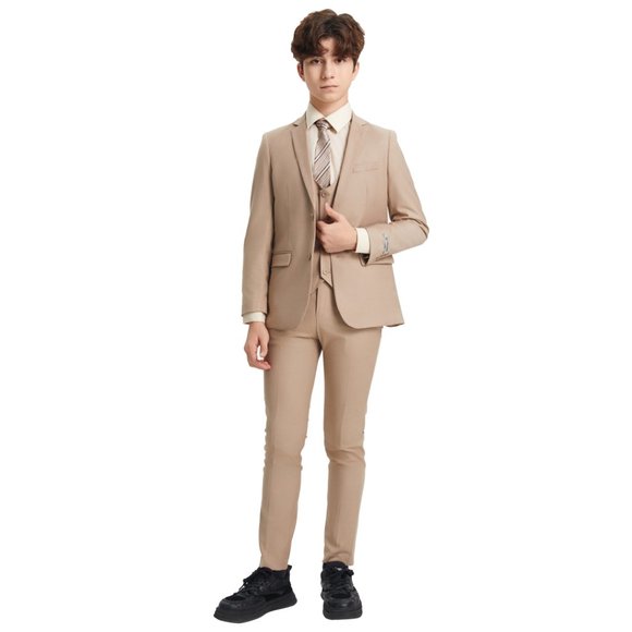 EXCLUSIVE Stacy Adams 5pc Boys Suit Slim-Fit, Mid Tan - Picture 4 of 5